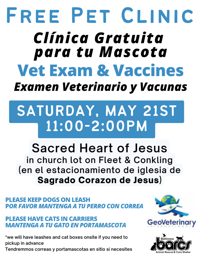 A poster for the vet exam and vaccines event.